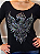 Tshirt Feminina Manga Longa Preta Gola Canoa Fenix Prata Pedraria - Imagem 4