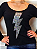 Tshirt Feminina Manga Longa Preta Gola Canoa Raio Strass Crystal Pedraria - Imagem 4