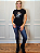 Tshirt Feminina Baby Look Preta Cavalo Prata Crystal Pedraria - Imagem 1