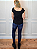 Tshirt Feminina Preta Gola Canoa Raio Strass Crystal Pedraria - Imagem 3