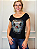 Tshirt Feminina Preta Gola Canoa Gata Crystal Pedraria - Imagem 4