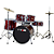 Bateria Acústica Pro Fire Vinho Ferragens Cromadas Completa + Banqueta - Imagem 1