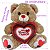 Urso De Pelúcia Com Coração Eu Te Amo Marrom 30cm Com Laço - Imagem 3