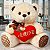 Urso de Pelúcia Grande Com Coração Amor e Laço Luxo - Imagem 3