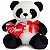 Urso Panda de Pelúcia Com Coração Amor 25cm Pandinha Te Amo - Imagem 1