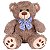 Urso de Pelúcia Com Laço 35cm Ursinho Infantil Bebê Nicho - Imagem 1