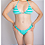 TANGA Biquini Borboleta Listrado Azul e Verde claro UVTRIBE - Imagem 1