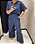 Blusa Oversize devote V manga curta azul marinho em viscose - Imagem 1