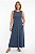Vestido linha resort em viscose azul com bolso lateral sem manga - Imagem 1