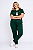 Conjunto blusa manga curta e calça em malha verde Plus Size - Imagem 1
