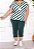 Conjunto em malha de blusa listras verde com calca modelo pescador Plus Size - Imagem 1