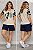 Conjunto de blusa manga curta e bermuda tons azul marinho e bege Plus Size - Imagem 1