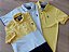 Kit 3 polos masculinas manga curta Yellow Brasil 1 polo listrada 1 polo branca 1 polo amarela - Imagem 1