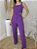 Conjunto alfaiataria calça pantalona e cropped roxo - Imagem 1