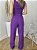 Conjunto alfaiataria calça pantalona e cropped roxo - Imagem 3