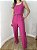 Conjunto alfaiataria calça pantalona e cropped pink - Imagem 1