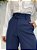 Calça pantalona alfaiataria com botão azul marinho - Imagem 3