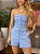 Conjunto feminino alfaiataria short e blusa tomara que caia azul - Imagem 2