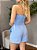 Conjunto feminino alfaiataria short e blusa tomara que caia azul - Imagem 3