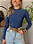 Body Feminino Gola Alta Manga Longa Costas Nuas Azul Marinho - Imagem 2