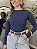 Body Feminino Manga Longa Costas Abertas Cor Azul Marinho - Imagem 2