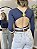 Body Feminino Manga Longa Costas Abertas Cor Azul Marinho - Imagem 1