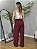 Calça Pantalona Feminina em Linho | Vermelho Vinho - Imagem 3