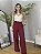 Calça Pantalona Feminina em Linho | Vermelho Vinho - Imagem 2