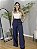 Calça Reta Feminina Linho Azul Marinho - Imagem 3