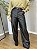Calça Pantalona Courino Preta Feminina - Imagem 1