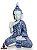 Buda Pintura Grega Azul C/ Strass Em Resina 20Cm - Imagem 1
