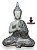 Buda Sentado Rezando Branco Luxo Strass Em Resina 28Cm - Imagem 1