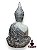 Buda Sentado Rezando Branco Luxo Strass Em Resina 28Cm - Imagem 4