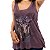 Camiseta Regata Feminina Lethal Threat modelo Floral Western Cow Skull - Roxa - Imagem 2