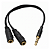 Cabo Adaptador de Áudio Y P3 (Macho) para 2 P2 (Fêmea) Fone e Microfone - Verde - Imagem 1