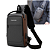 Mini Bolsa Mochila Tiracolo Transversal em Couro Sintético Cinza/Marron, Anti Furto e Porta USB - Fashion - Imagem 1