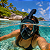 Máscara De Mergulho Para Rosto Snorkel Full Face Azul Preto Suporte GoPro Câmera - Imagem 9