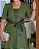 Vestido em Linho bordado com detalhes em courino Verde midi - Imagem 4