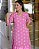 Vestido manga 3/4 botoes perola 100% algodão bordado Rosa - Imagem 8