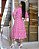 Vestido manga 3/4 botoes perola 100% algodão bordado Rosa - Imagem 6