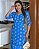 Vestido manga 3/4 botoes perola 100% algodão bordado azul - Imagem 8