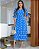 Vestido manga 3/4 botoes perola 100% algodão bordado azul - Imagem 6