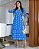 Vestido manga 3/4 botoes perola 100% algodão bordado azul - Imagem 1