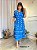Vestido manga 3/4 botoes perola 100% algodão bordado azul - Imagem 2
