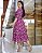 Vestido manga 3/4 botoes perola 100% algodão bordado Fucsia - Imagem 2