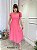 Vestido decote quadrado com lapela lateral e botes encapado coral - Imagem 2