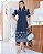 Vestido no Denim bordado e botoes na frente azul marinho - Imagem 1
