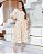 Vestido gode decote princesa e acabamento em guipir Creme midi - Imagem 1