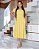 Vestido com lapela lateral e botes encapado Amarelo midi - Imagem 5
