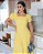 Vestido com lapela lateral e botes encapado Amarelo midi - Imagem 6